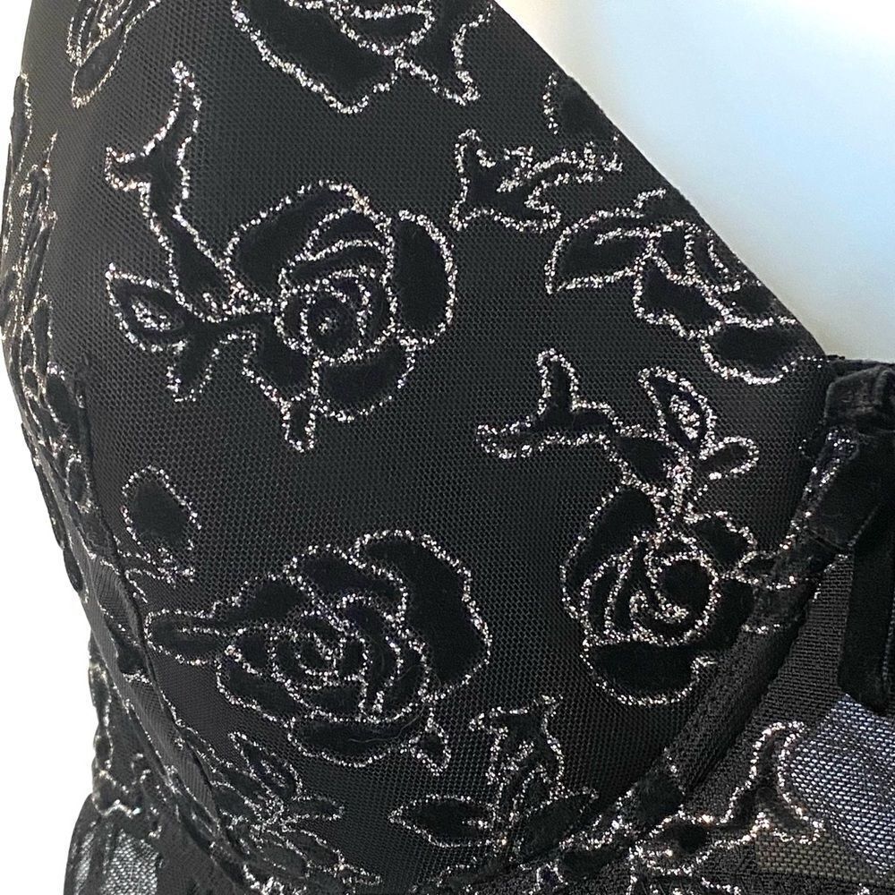 Body Form Black Mesh Lace Babydoll, Size 1X - Picture 8 of 8